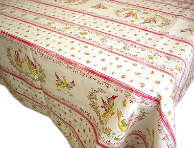 French coated tablecloth (Moustiers2014. white x rose)